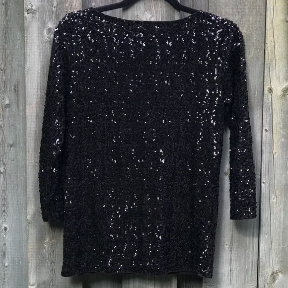 J. Crew Factory Black Sequin Blouse Shirt Small - Picture 5 of 6
